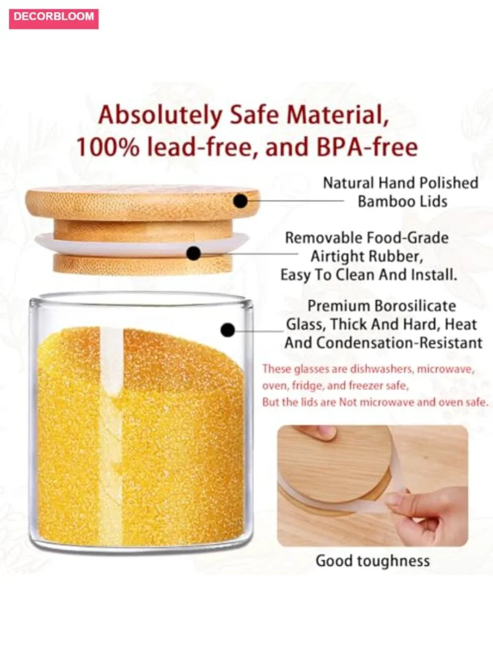 Set of 12 Glass Jars with Bamboo Lids, 16 oz, Airtight Food Storage Containers